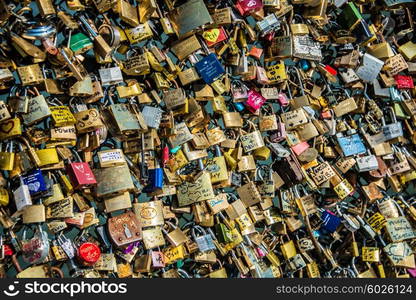 Locks of love at Paris bridge