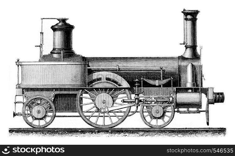 Locomotive travelers, average speed, vintage engraved illustration. Magasin Pittoresque 1861.