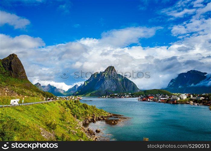 Lofoten is an archipelago in the county of Nordland, Norway.. Lofoten is an archipelago in the county of Nordland, Norway. Is known for a distinctive scenery with dramatic mountains and peaks, open sea and sheltered bays, beaches and untouched lands.