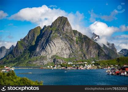Lofoten is an archipelago panorama in the county of Nordland, Norway. Is known for a distinctive scenery with dramatic mountains and peaks, open sea and sheltered bays, beaches and untouched lands.