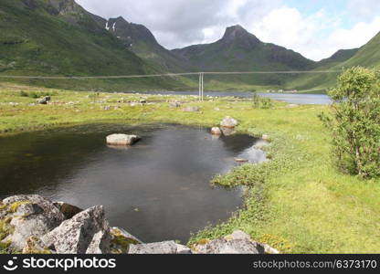 Lofoten peninsula, Norway, Mountains, lakes, and fjords