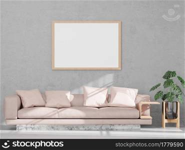 Loft style Living room and concrete wall sofa mock up frame - 3d rendering -