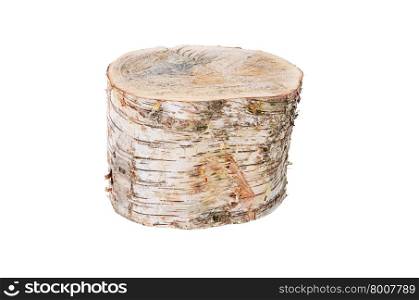 Log from a birch isolated on white