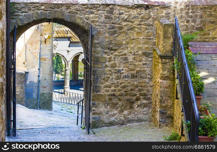 Loggia by Vasari in the medieval italian city of Castiglion Fiorentino. Castiglion Fiorentino, originally an Etruscan settlement and later an old medieval village.