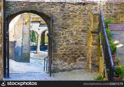 Loggia by Vasari in the medieval italian city of Castiglion Fiorentino. Castiglion Fiorentino, originally an Etruscan settlement and later an old medieval village.