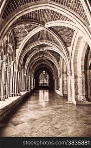 Loggia of the Spanish Cathedral in Burgos, Retro Image Filtered Style