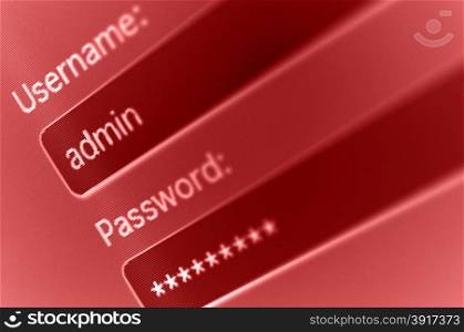 Login Box - Username - Admin and Password in Internet Browser on Computer Screen&#xA;