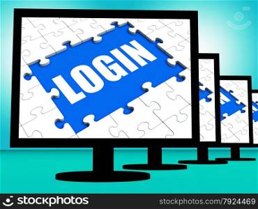 Login Monitors Showing Web Internet Log In Security