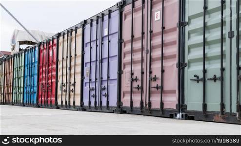 logistic center with colorful storage container