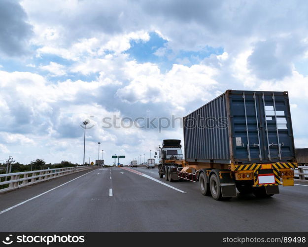 logistic container truck on highway
