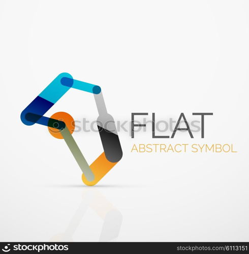 Logo - abstract minimalistic linear flat design. Business hi-tech geometric symbol, multicolored connected segments of lines. Vector illustration - connection concept