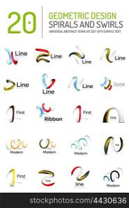 Logo collection - ribbon waves, swirls, spirals