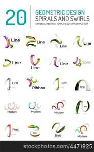 Logo collection - ribbon waves, swirls, spirals
