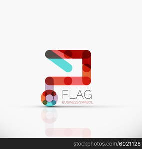 Logo flag, abstract vector linear geometric business icon