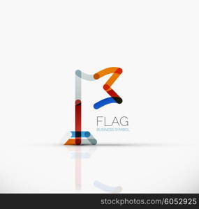 Logo flag, abstract vector linear geometric business icon