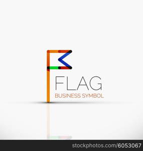 Logo flag, abstract vector linear geometric business icon