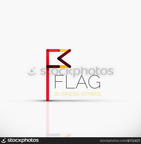 Logo flag, abstract vector linear geometric business icon