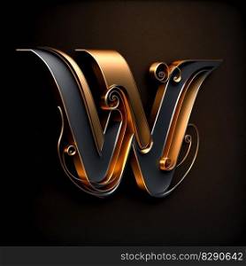Logo for the letter W with a modern classic style ,3d alphabet on black background. Logo for the letter W with a modern classic style ,3d alphabet on black background AI Generated