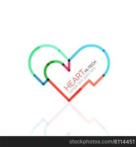 Logo love heart, abstract vector linear geometric business icon