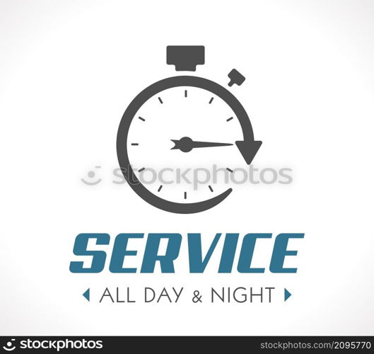 Logo - Stopwatch concept - all day and night - 24/7 service