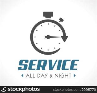 Logo - Stopwatch concept - all day and night - 24/7 service