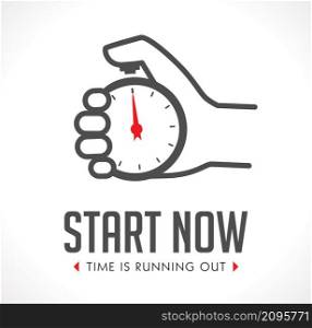 Logo - stopwatch in hand - start concept