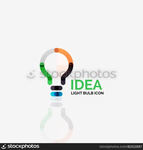 Logo, vector light bulb abstract linear geometric business icon. Fresh modern idea concept