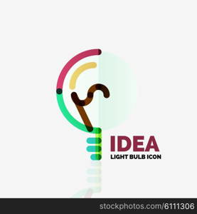 Logo, vector light bulb abstract linear geometric business icon. Fresh modern idea concept