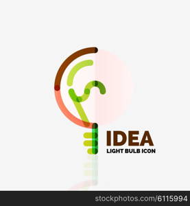 Logo, vector light bulb abstract linear geometric business icon. Fresh modern idea concept