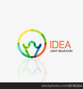 Logo, vector light bulb abstract linear geometric business icon. Fresh modern idea concept