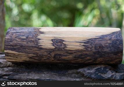 Logs woods of Burma black wood on blurred background