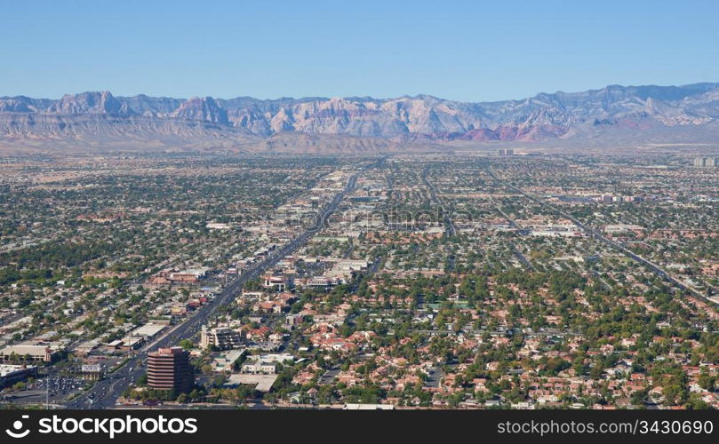 loking out over the suburbs of las vegas