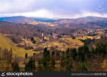 Lokve valley in Gorski Kotar view, mountain region of Croatia