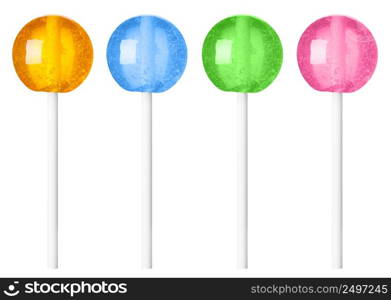 Lollipop different colors recolored isolated on white background