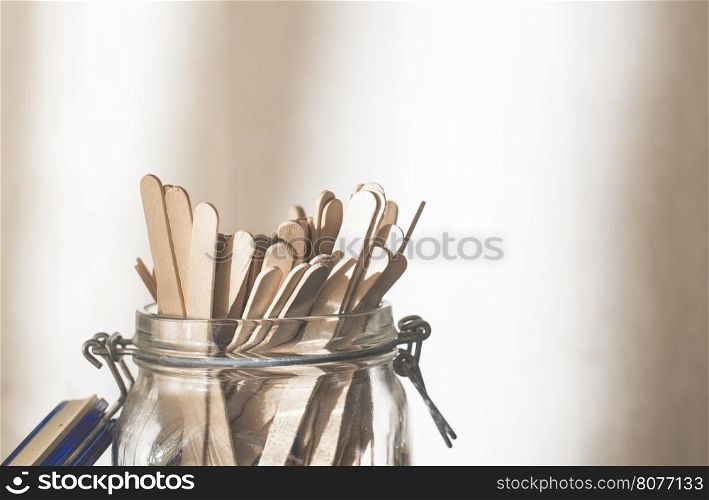 Lollipop sticks in a jar