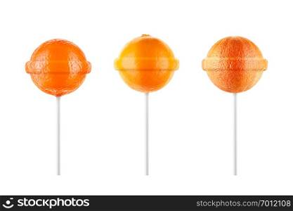 Lollipops. Lemon, grapefruit, orange set isolated on white background. Creative candy idea. Lollipops. Lemon grapefruit orange