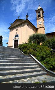 lombardy in the jerago old church closed brick tower sidewalk italy