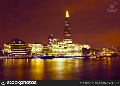 London at night in the UK