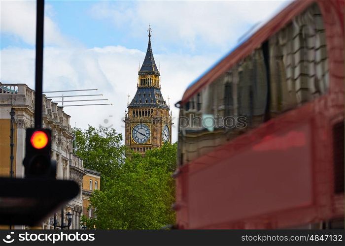 London Big Ben from Trafalgar Square traffic in UK