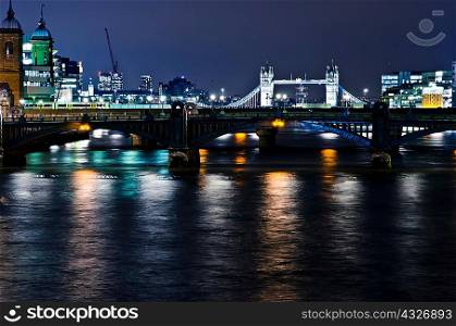 London bridges lit up at night