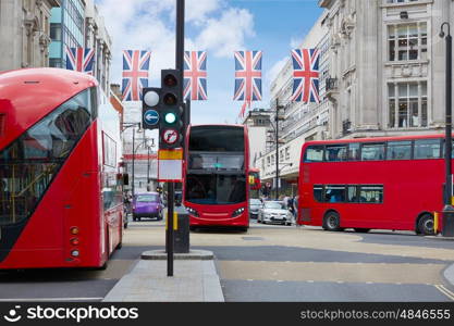 London bus Oxford Street W1 Westminster in UK England