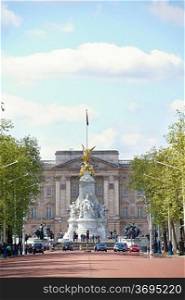 London circa 2009.Buckingham Palace viewed from Pall Mall on a spring day