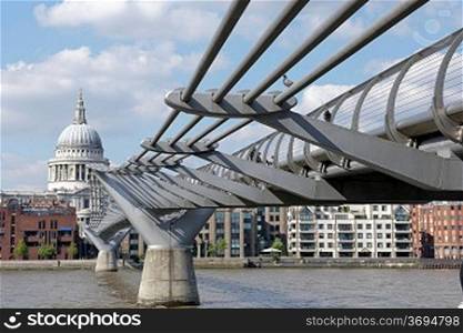 London circa 2009.St Pauls Cathedral viewed from The Millenium Bridge