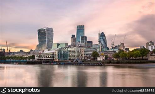 London City Skyline and River Thames in the Morning, London, United Kingdom
