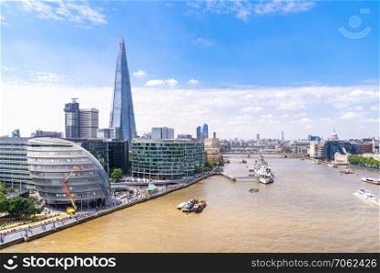 London downtown cityscape skylines building with River Thames in London UK