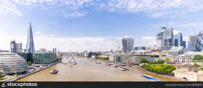 London downtown cityscape skylines building with River Thames in London UK Panoramic