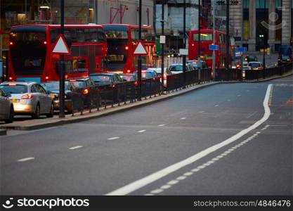 London financial district traffic at sunset Square Mile England