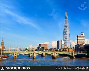 London Millennium bridge skyline in UK