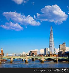 London Millennium bridge skyline in UK