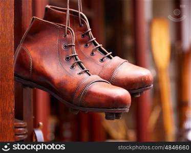 London Portobello road Market leather boots in UK England